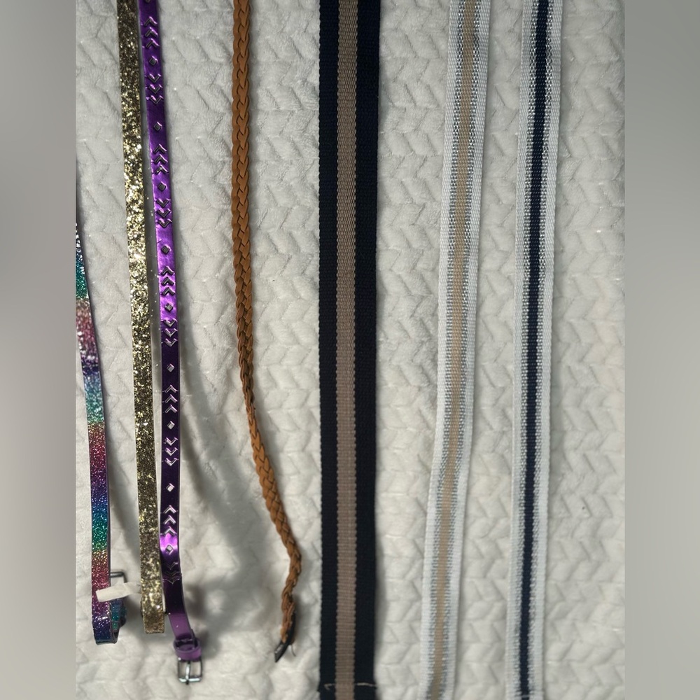 Girl’s Sparkly Belts - Rainbow, Gold, Purple